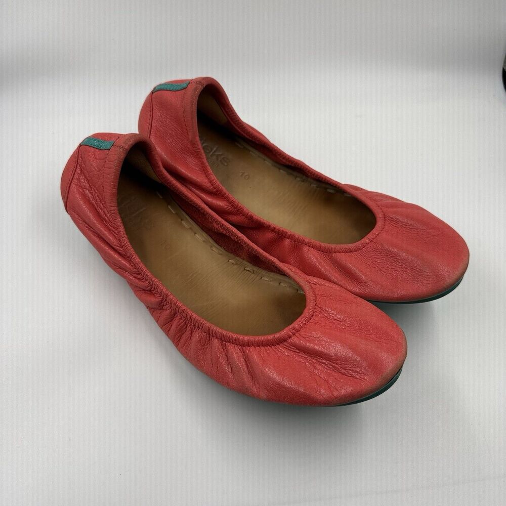 Tieks by Gavrieli Poppy Red Tangerine Italian Leather Ballet Flats Sz 10 Limited